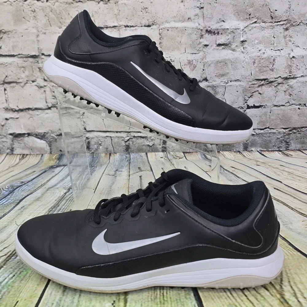 Nike Lunar Command 2 Golf Shoes Mens 11.5 Black Silver Spiked Athletic Sneakers